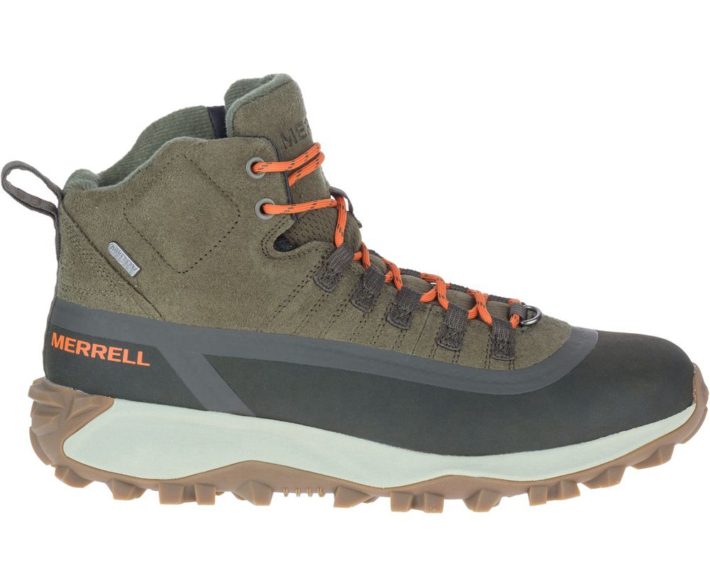 Kozaki Merrell Męskie Oliwkowe - Thermo Snowdrift Mid Shell Waterproof - 401938-OHB